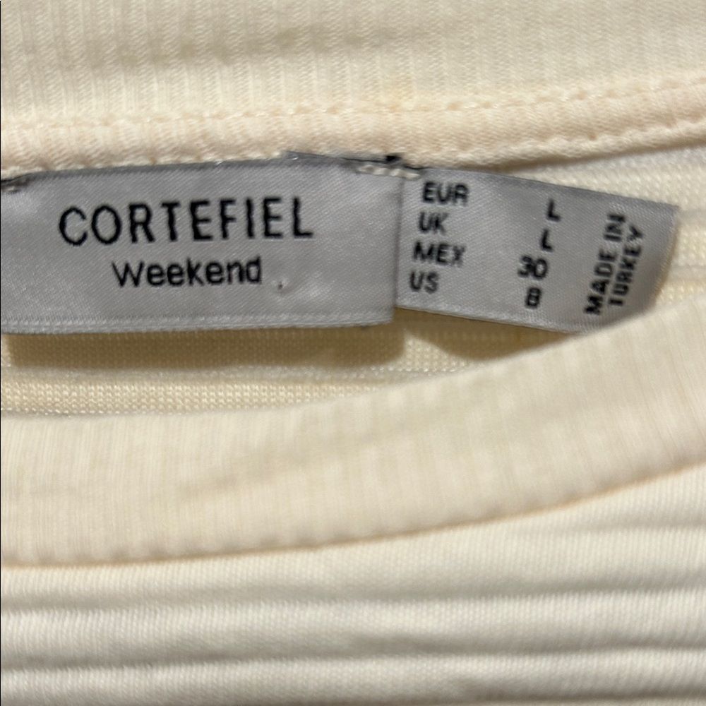 Cortefiel Cream Ribbed Top - Picture 2 of 4